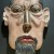 Ekspresjonistyczna płaskorzeźba groteska art brut, metal, ręcznie malowana