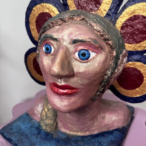 Ekspresyjna rzeźba współczesna papier mâché unikat