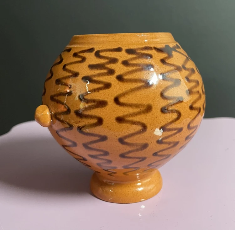 Vintage wazonik \ pojemnik ceramiczny Człowiek z Wąsem
