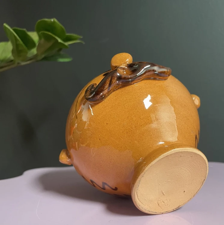 Vintage wazonik \ pojemnik ceramiczny Człowiek z Wąsem