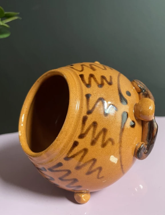 Vintage wazonik \ pojemnik ceramiczny Człowiek z Wąsem
