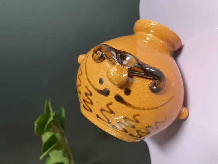 Vintage wazonik \ pojemnik ceramiczny Człowiek z Wąsem