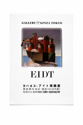 Johannes Eidt Plakat w Gallery 77 w Ginza, Tokio, podpisany