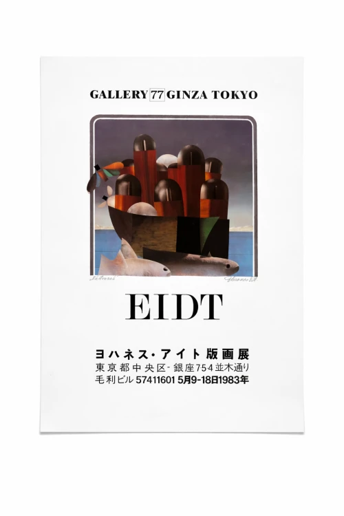 Johannes Eidt Plakat w Gallery 77 w Ginza, Tokio, podpisany
