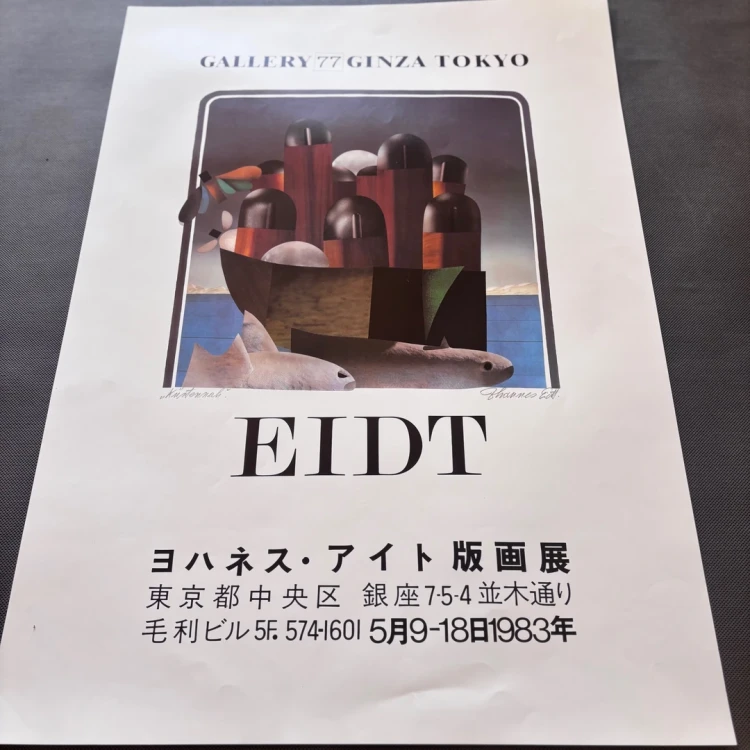 Johannes Eidt Plakat w Gallery 77 w Ginza, Tokio, podpisany