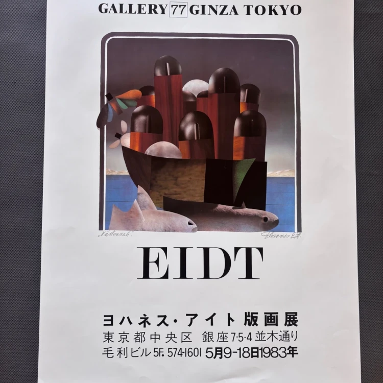 Johannes Eidt Plakat w Gallery 77 w Ginza, Tokio, podpisany