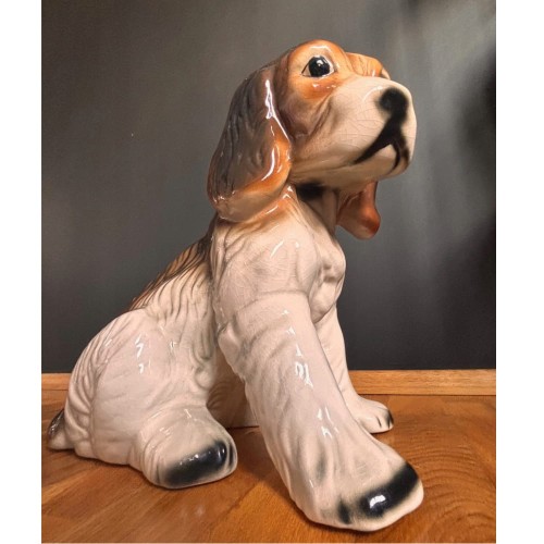Spaniel ceramiczny duża figurka vintage piękna malatura