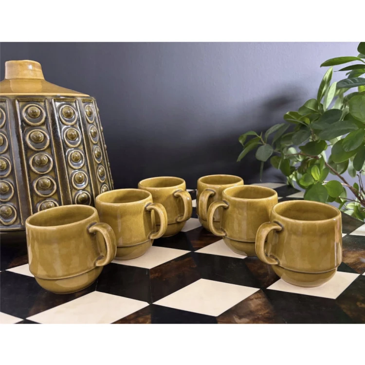 Jasba  dzbanek pojemnik waza ceramiczna i zestaw 6 kubków West Germany