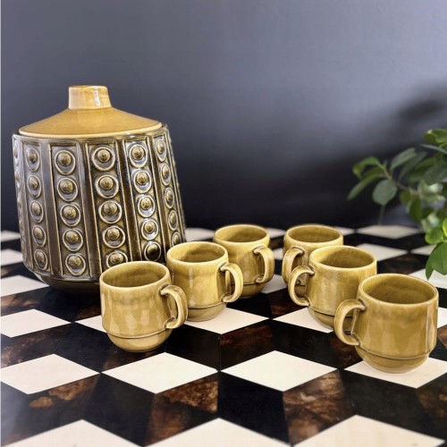 Jasba  dzbanek pojemnik waza ceramiczna i zestaw 6 kubków West Germany