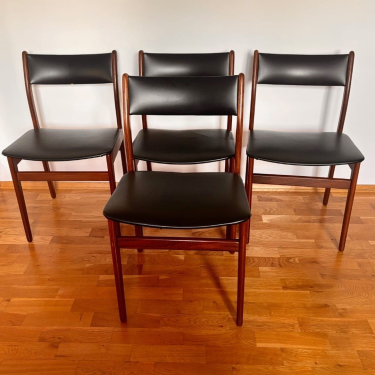 Komplet 4 duńskich krzeseł w stylu Mid Modern