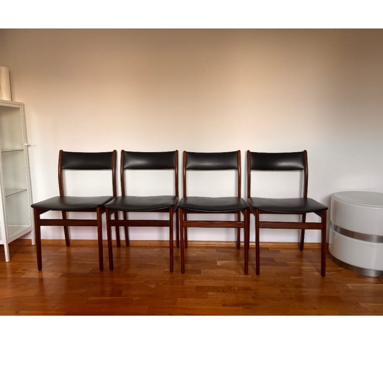 Komplet 4 duńskich krzeseł w stylu Mid Modern